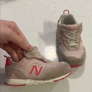 New Balance Pink and Beige Kids' Sneakers - Velcro Comfort